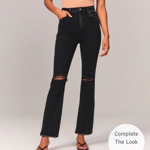 abercrombie and fitch ankle straight ultra high rise jeans, black, size 28/6R